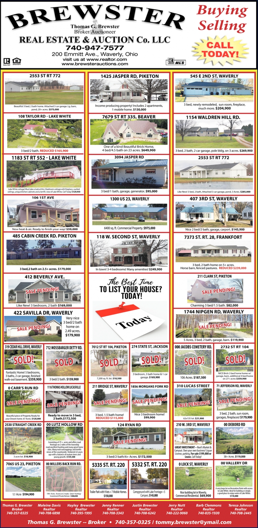 Listings Brewster Real Estate Auction Co Llc Waverly Oh