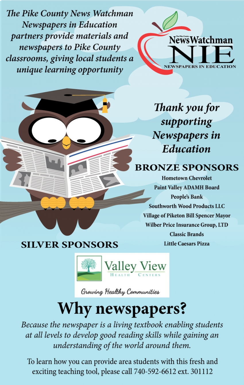Newspapers in Education The Pike Country News Watchman Waverly OH