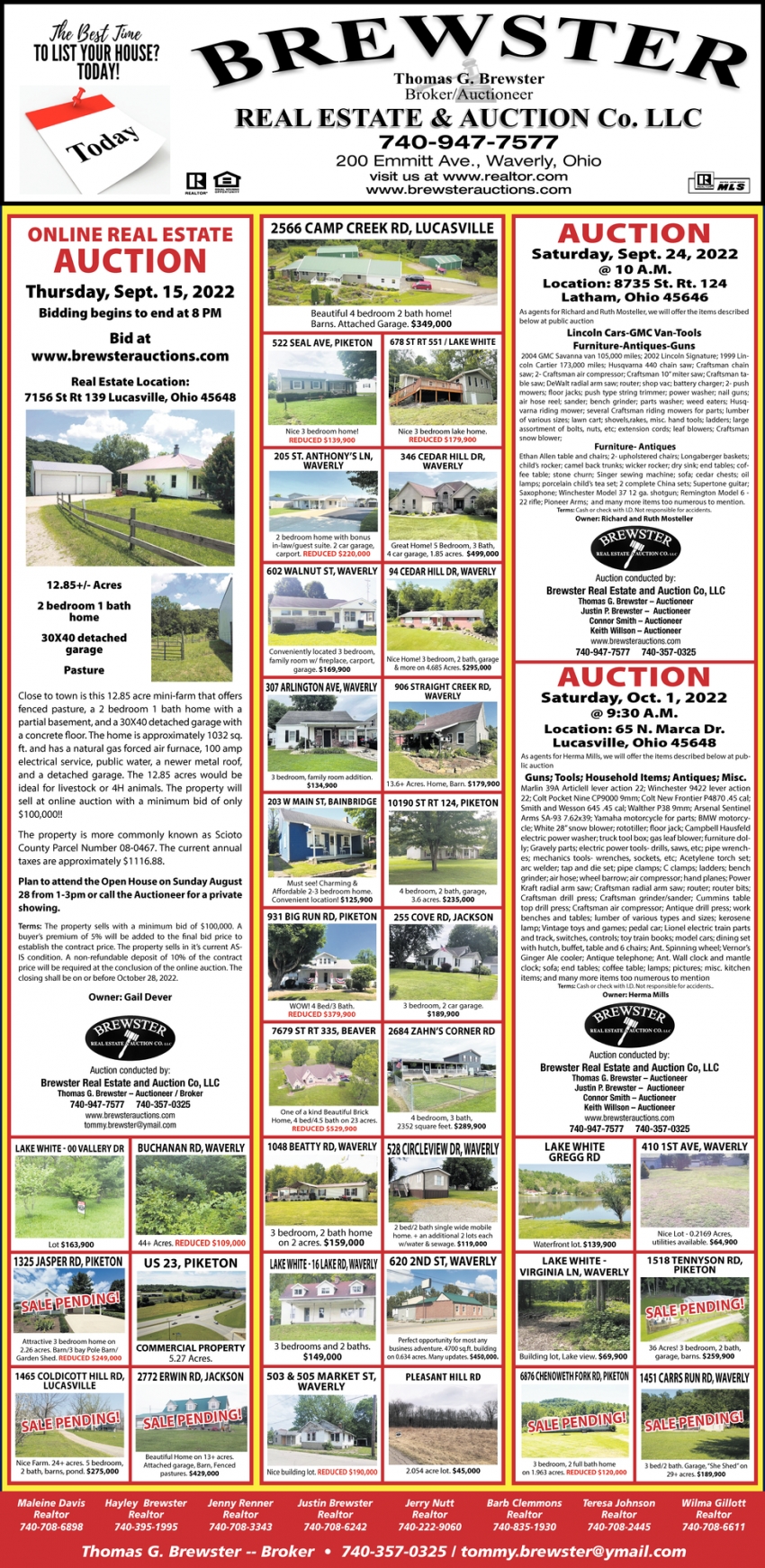 Online Real Estate Auction, Brewster Real Estate & Auction Co. LLC