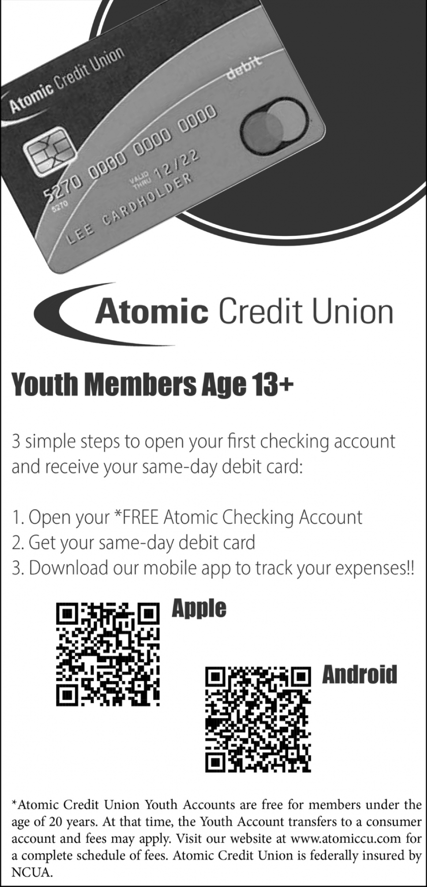 Open Your Free Atomic Cheking Account, Atomic Credit Union, Piketon, OH